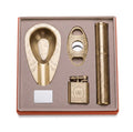 Coffret Cigare Régalien — 4 Pièces Laiton Doré Gravé
