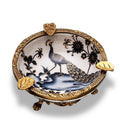 Cendrier Cigare Paon Royal en Porcelaine — Monture Laiton Doré
