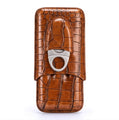 Étui à Cigares Saharien en Cuir Façon Croco — 3 Cigares