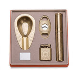 Coffret Cigare Régalien — 4 Pièces Laiton Doré Gravé