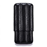 Étui à Cigares Caïman Noir en Cuir Façon Croco — 3 Cigares