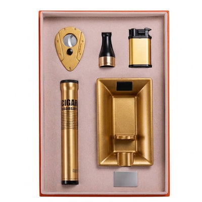 Coffret Cigare Doré Régalia — 5 Accessoires Complets