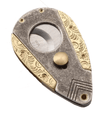 Coupe-Cigare Double Lame Style Ancien — Acier & Laiton Gravé
